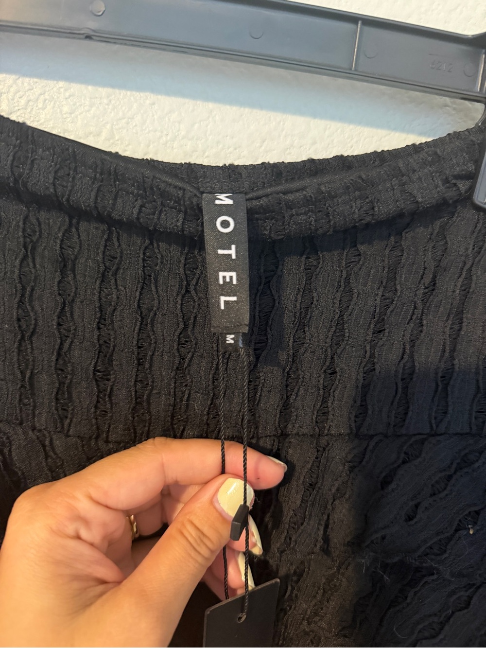 Motel Rocks Black Ribbed Short Sleeve Top and matching skirt - Picture 7 of 8